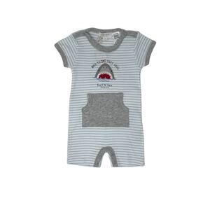 Earth Nymph Baby Sharky Romper - Fun Blue Stripes